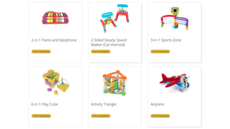 おもちゃレンタルサービス「トイアリー」のおもちゃ一覧