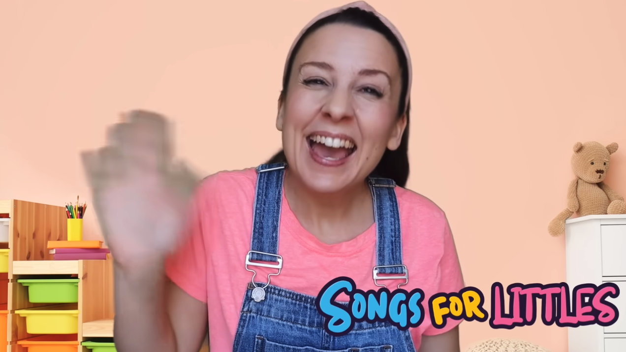 ミス・レイチェル（Ms. Rachel）が動画冒頭で挨拶しているシーンのスクリーンショット