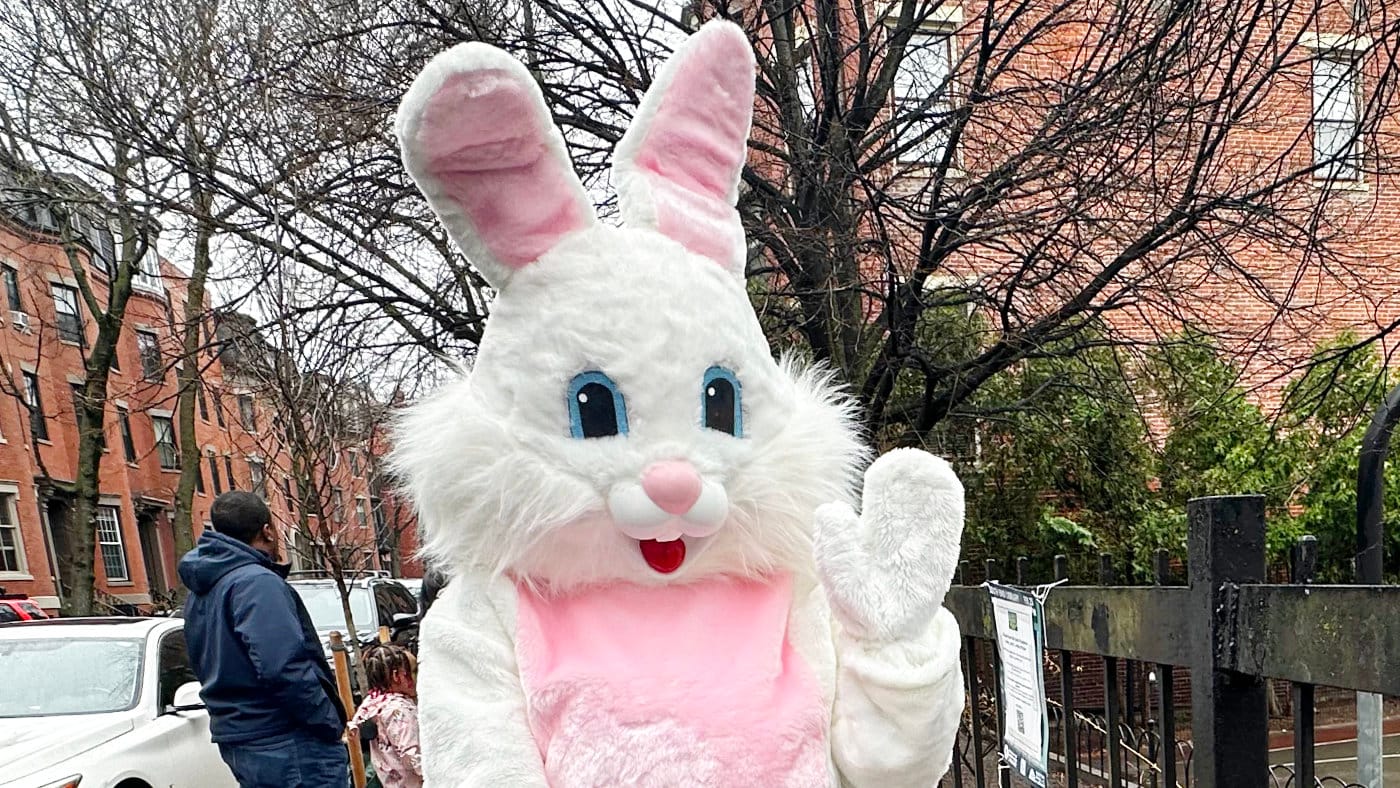 ボストンの公園に来てくれたイースターバニー