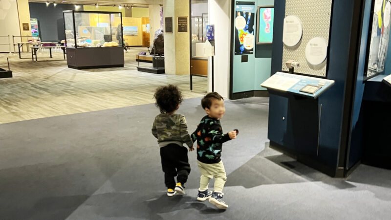 サイエンスミュージアム館内を友達と歩く子ども